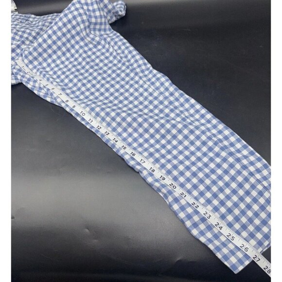 J. Jill Linen Stretch Blue White Checked Pull On Cropped Pants Stretch Med Tall - Picture 10 of 11